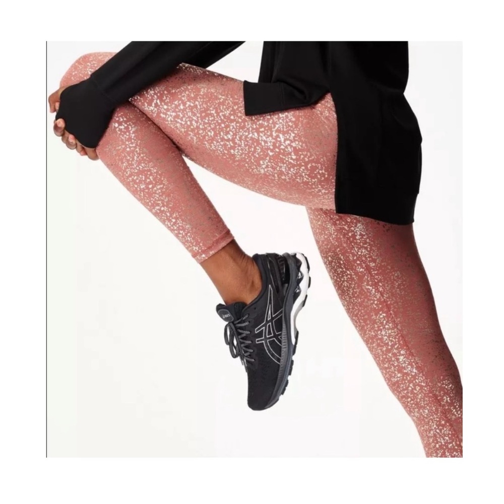 Sweaty Betty‎ Disco Metallic 7/8 Leggings Red Terrazzo Foil Size M Athleisure - Picture 5 of 5